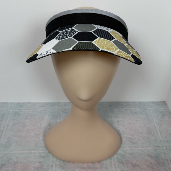 GloveIt Hexy Visor Black, White, Yellow Hexagon Pattern OSFM - Picture 3 of 7